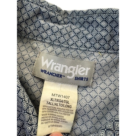Wrangler Wrancher Shirt Pearl Snap XLT Long Sleeve Western - Picture 3 of 4